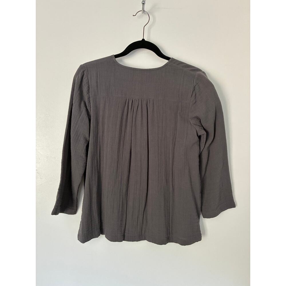 NEW Gudrun Sjoden Gray 3/4 Sleeve Organic Cotton Button Close Blouse Size S - Picture 6 of 10